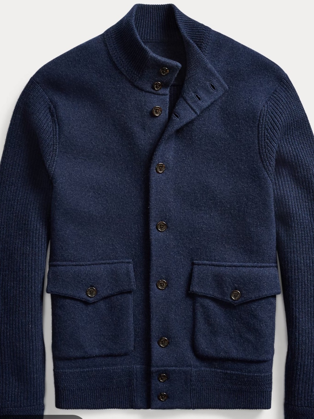 POLO Ralph Lauren | Men’s Blue Skeet Cardigan Elbow Patches Wool Cashmere Blend